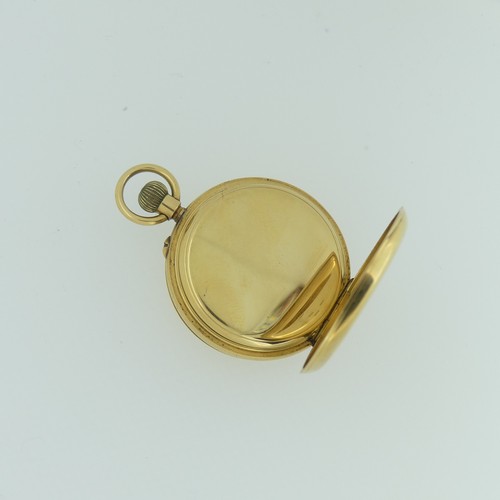 210 - An early 20th century 18ct gold half hunter Pocket Watch, with 18ct gold cuvette cover, the enamel d... 