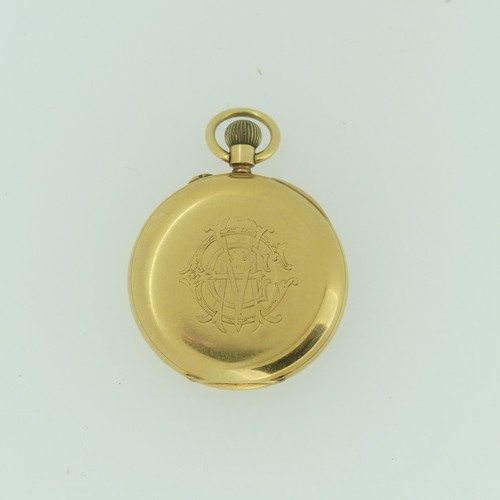 210 - An early 20th century 18ct gold half hunter Pocket Watch, with 18ct gold cuvette cover, the enamel d... 