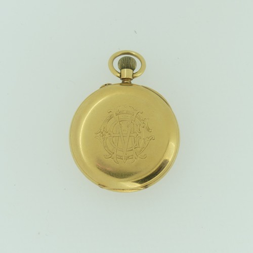 210 - An early 20th century 18ct gold half hunter Pocket Watch, with 18ct gold cuvette cover, the enamel d... 