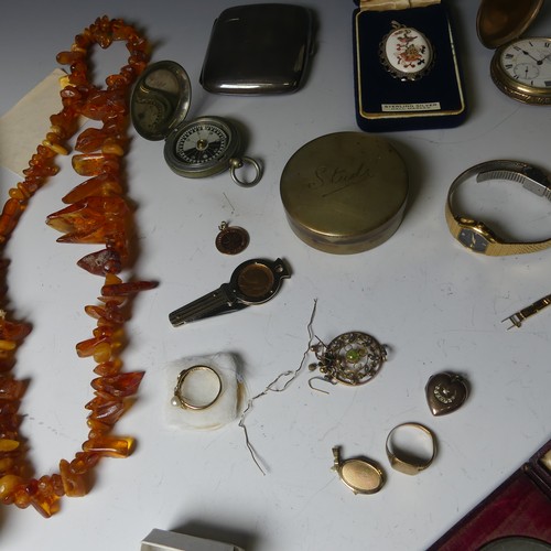 183 - A quantity of Jewellery and Costume Jewellery, including a Baltic amber shard Necklace, a damaged Ed... 