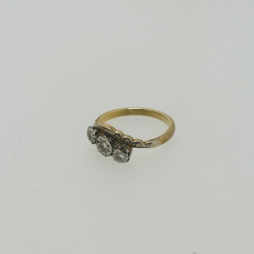 62 - A narrow 22ct yellow gold Band, with white gold engraved detailing, Size J, 1.9g, together with a sm... 