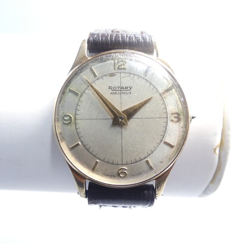 198 - A Rotary Maximus 9ct gold Wristwatch, with Swiss movement, the silvered dial with gilt Arabic numera... 