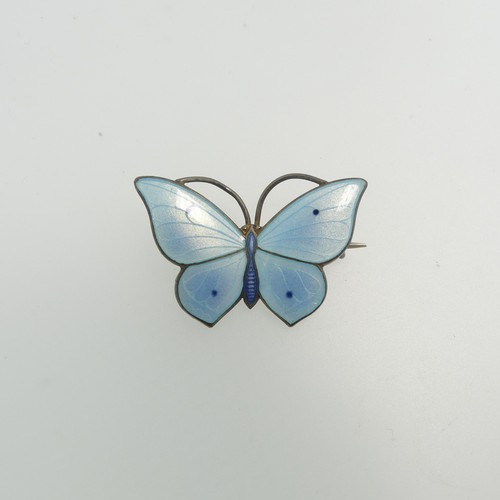 115 - A Norwegian silver and enamel Butterfly Brooch, by Marius Hammer, in pale blue, marked on the revers... 