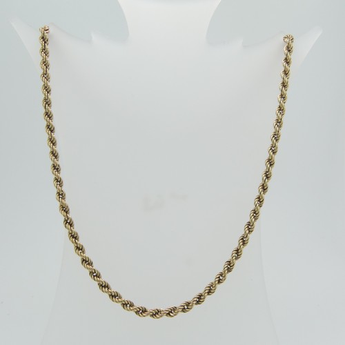 64 - A 9ct yellow gold ropetwist chain Necklace, 52cm long, approx weight 10g.