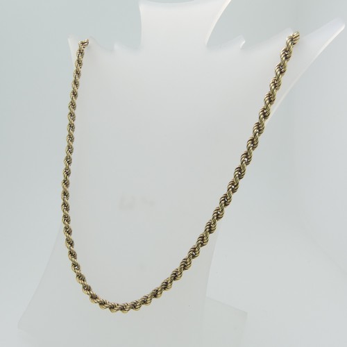 64 - A 9ct yellow gold ropetwist chain Necklace, 52cm long, approx weight 10g.