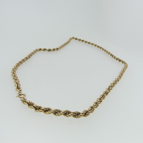 64 - A 9ct yellow gold ropetwist chain Necklace, 52cm long, approx weight 10g.