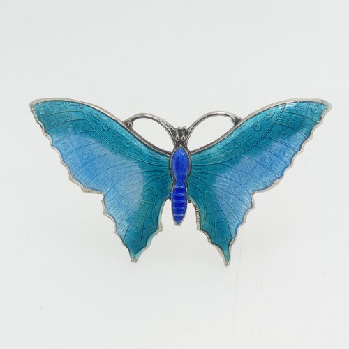 108 - A Norwegian silver gilt and enamel Butterfly Brooch, by Hroar Prydz, in cream, brown and green ename... 