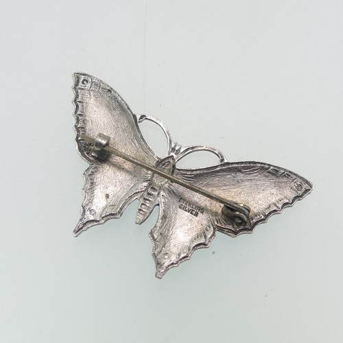 108 - A Norwegian silver gilt and enamel Butterfly Brooch, by Hroar Prydz, in cream, brown and green ename... 