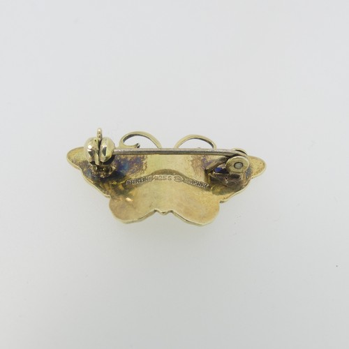 108 - A Norwegian silver gilt and enamel Butterfly Brooch, by Hroar Prydz, in cream, brown and green ename... 