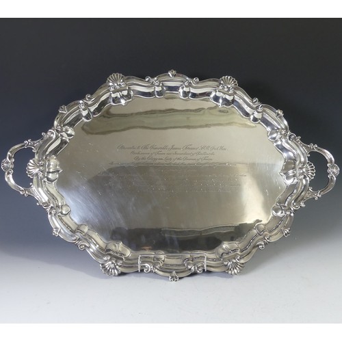 349 - A large George V Irish silver Two handled Tray, by West & Son, hallmarked Dublin 1918, of oval f... 