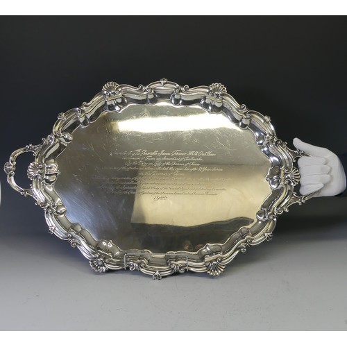 349 - A large George V Irish silver Two handled Tray, by West & Son, hallmarked Dublin 1918, of oval f... 