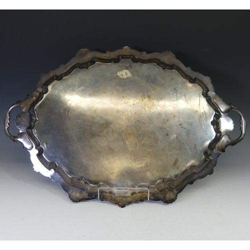 349 - A large George V Irish silver Two handled Tray, by West & Son, hallmarked Dublin 1918, of oval f... 