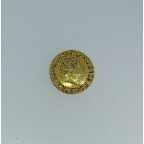 215 - A George III gold Sovereign, dated 1820, with open 2 in date.