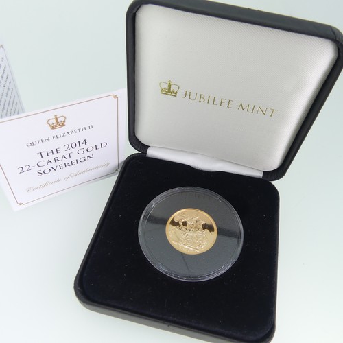 217 - An Elizabeth II gold Sovereign, dated 2014, in Jubilee Mint presentation case with certificate stati... 