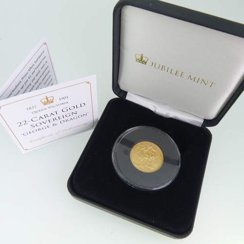 218 - A Victorian gold Sovereign, dated 1886, Melbourne mint mark, in Jubilee Mint presentation case with ... 