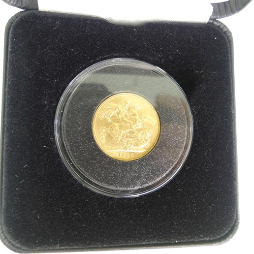 218 - A Victorian gold Sovereign, dated 1886, Melbourne mint mark, in Jubilee Mint presentation case with ... 