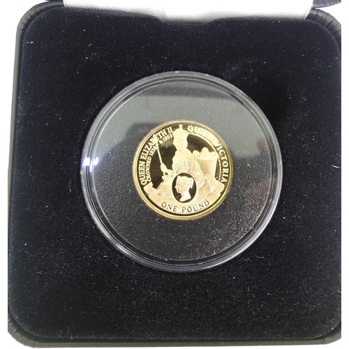 221 - A Gibraltar gold £1 (one pound) Coin, dated 2013, commemorative edition marking the coronations of Q... 