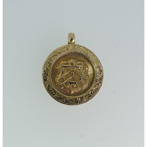 231 - A 9ct gold prize Fob Medallion, with presentation inscription 'Paddock C&B.C Huddersfield & ... 