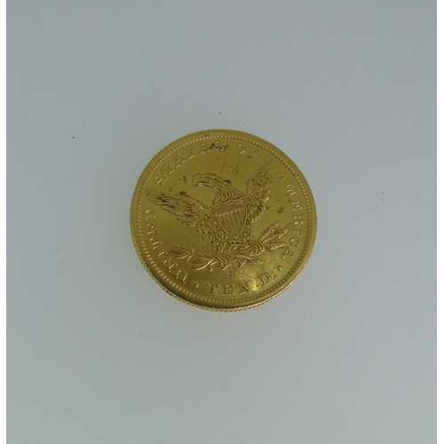 253 - A United States $10 (ten dollar) Gold Coin, dated 1856, with Liberty head and San Francisco mint mar... 