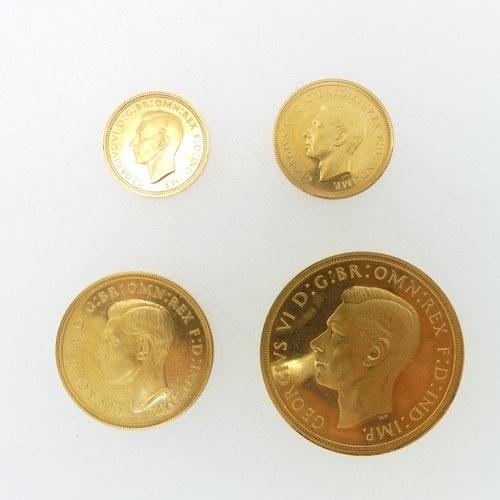 257 - A rare set of four George VI Gold Coins, dated 1937 comprising £5, £2, Sovereign and Half Sovereign,... 