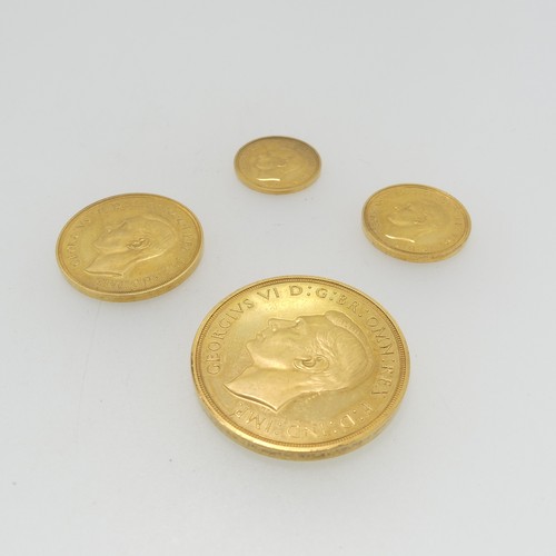 257 - A rare set of four George VI Gold Coins, dated 1937 comprising £5, £2, Sovereign and Half Sovereign,... 