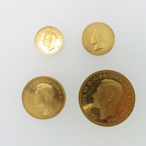 257 - A rare set of four George VI Gold Coins, dated 1937 comprising £5, £2, Sovereign and Half Sovereign,... 