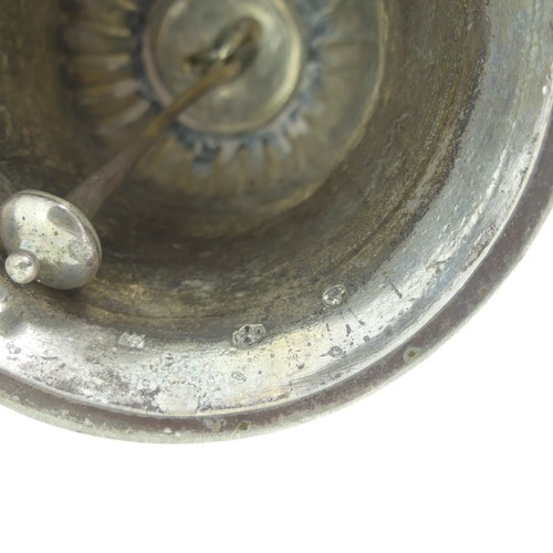 268 - An early 20thC Dutch (833) silver Table Bell, of traditional form, the handle lacking finial, 13.8cm... 