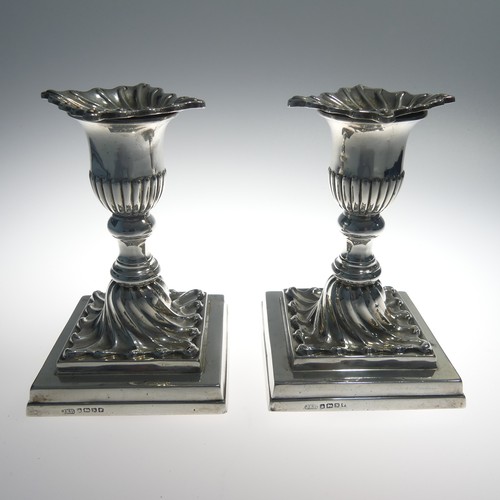 336 - A pair of Victorian silver Candlesticks, by Hawksworth, Eyre & Co., hallmarked Sheffield, 1880, ... 