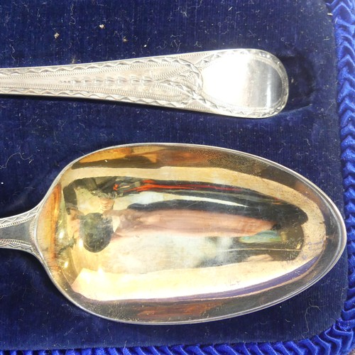 337 - A near matched pair of George II Old English pattern Table Spoon, one by John Jones, hallmarked Lond... 