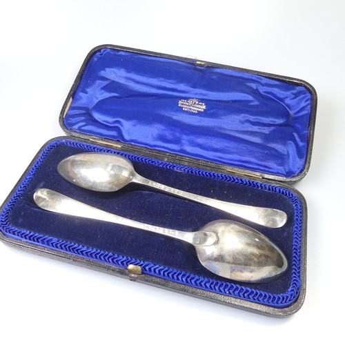 337 - A near matched pair of George II Old English pattern Table Spoon, one by John Jones, hallmarked Lond... 