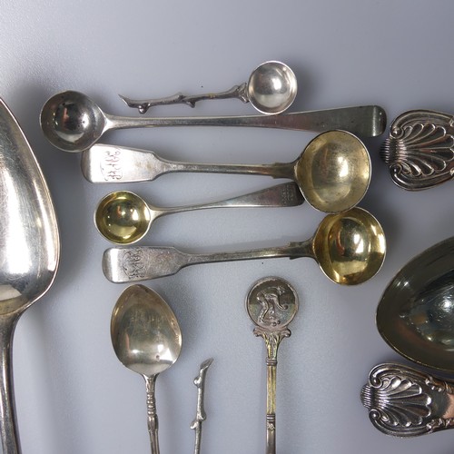 298 - A George VI silver Caddy Spoon, hallmarked Birmingham, 1947, together with a quantity of 19th and 20... 