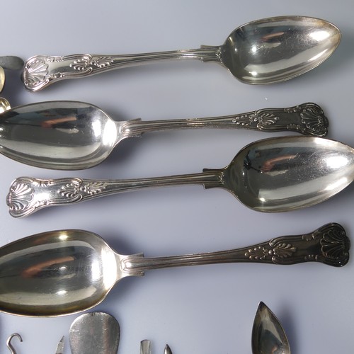 298 - A George VI silver Caddy Spoon, hallmarked Birmingham, 1947, together with a quantity of 19th and 20... 