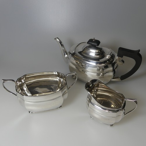 362 - A George V silver three piece Tea Set, by S Blanckensee & Son Ltd., hallmarked Birmingham 1927, ... 