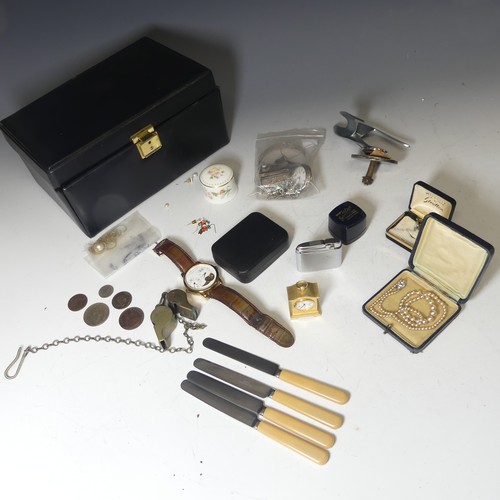 169 - A quantity of Costume Jewellery, including a silver fob watch, chain and enamelled suspension bow br... 