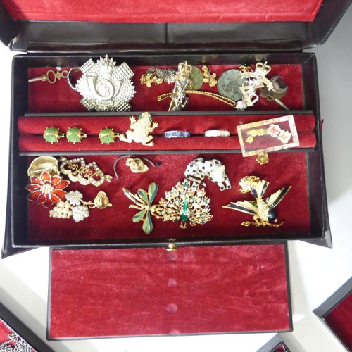 169 - A quantity of Costume Jewellery, including a silver fob watch, chain and enamelled suspension bow br... 