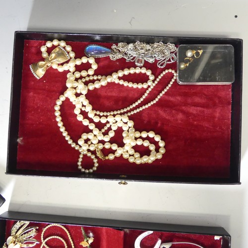 169 - A quantity of Costume Jewellery, including a silver fob watch, chain and enamelled suspension bow br... 