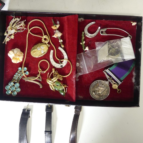 169 - A quantity of Costume Jewellery, including a silver fob watch, chain and enamelled suspension bow br... 