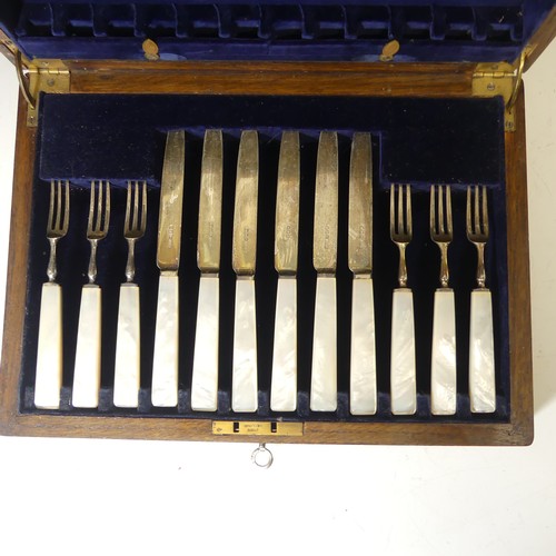 340 - A set of six George V silver Dessert Knives and Forks, by James Dixon & Sons Ltd., hallmarked Sh... 