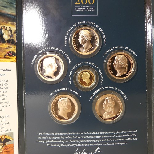 216 - The Battle of Waterloo 1815-2015 200th Anniversary Coin Collection, comprising five bronze commemora... 