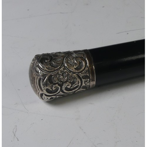 278 - A late Victorian silver mounted ebonised Conductors Baton, hallmarked Birmingham, 1898, 51.5cm long.... 