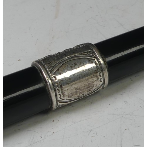 278 - A late Victorian silver mounted ebonised Conductors Baton, hallmarked Birmingham, 1898, 51.5cm long.... 