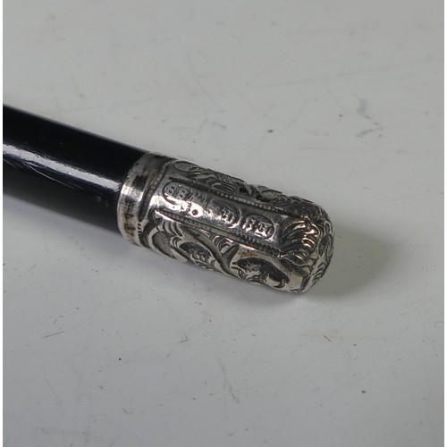 278 - A late Victorian silver mounted ebonised Conductors Baton, hallmarked Birmingham, 1898, 51.5cm long.... 