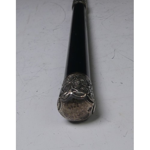 278 - A late Victorian silver mounted ebonised Conductors Baton, hallmarked Birmingham, 1898, 51.5cm long.... 