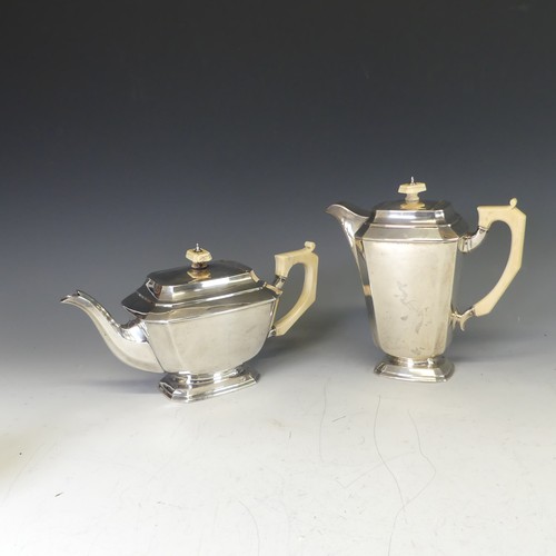 314 - A George V silver five piece Tea Set, by Frank Cobb & Co Ltd., hallmarked Sheffield, 1935, of sh... 