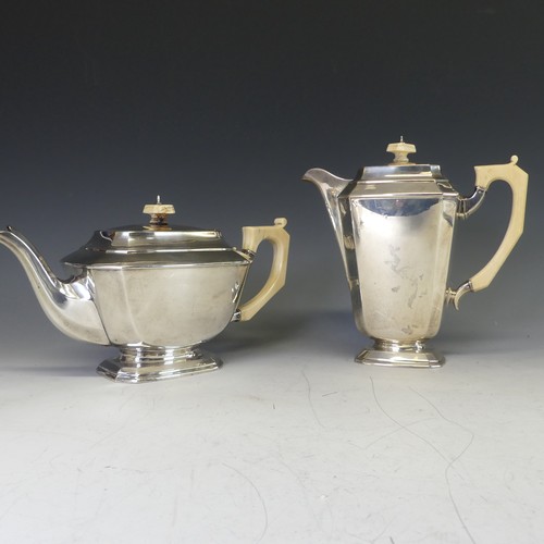 314 - A George V silver five piece Tea Set, by Frank Cobb & Co Ltd., hallmarked Sheffield, 1935, of sh... 