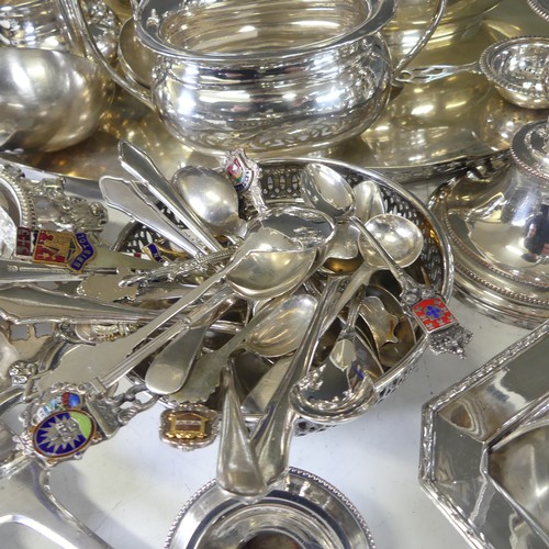 327 - A quantity of Silver Plate, including oval tray, four piece tea and coffee service, a pair of three ... 