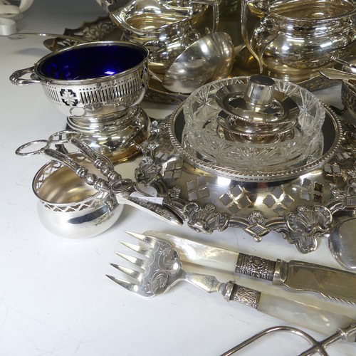 327 - A quantity of Silver Plate, including oval tray, four piece tea and coffee service, a pair of three ... 