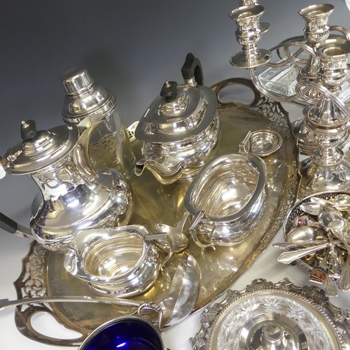 327 - A quantity of Silver Plate, including oval tray, four piece tea and coffee service, a pair of three ... 