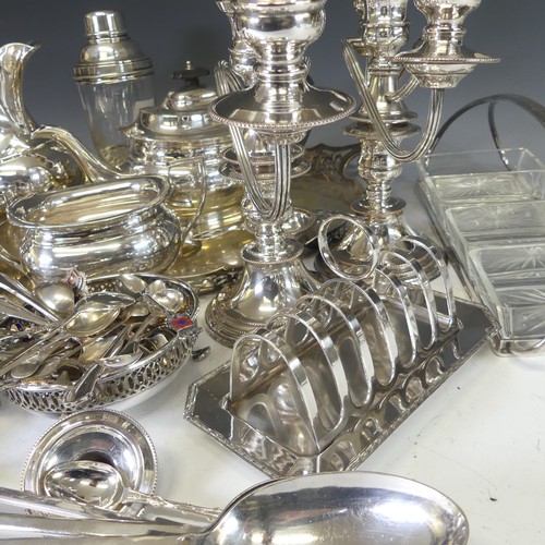 327 - A quantity of Silver Plate, including oval tray, four piece tea and coffee service, a pair of three ... 