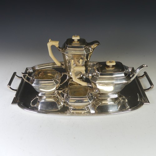 314 - A George V silver five piece Tea Set, by Frank Cobb & Co Ltd., hallmarked Sheffield, 1935, of sh... 